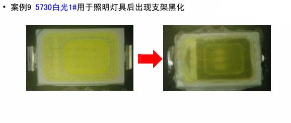 5730白光1#用于照明燈具后出現支架黑化